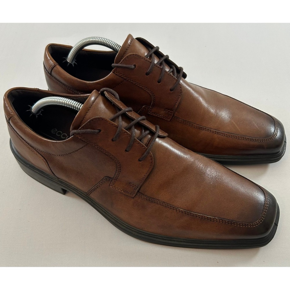 Ecco Oxford Shoes Mens 11 Brown Leather Minneapolis Danish Design Casual Comfort